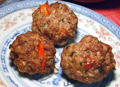 Albóndigas de cerdo y gambas (receta Thai)